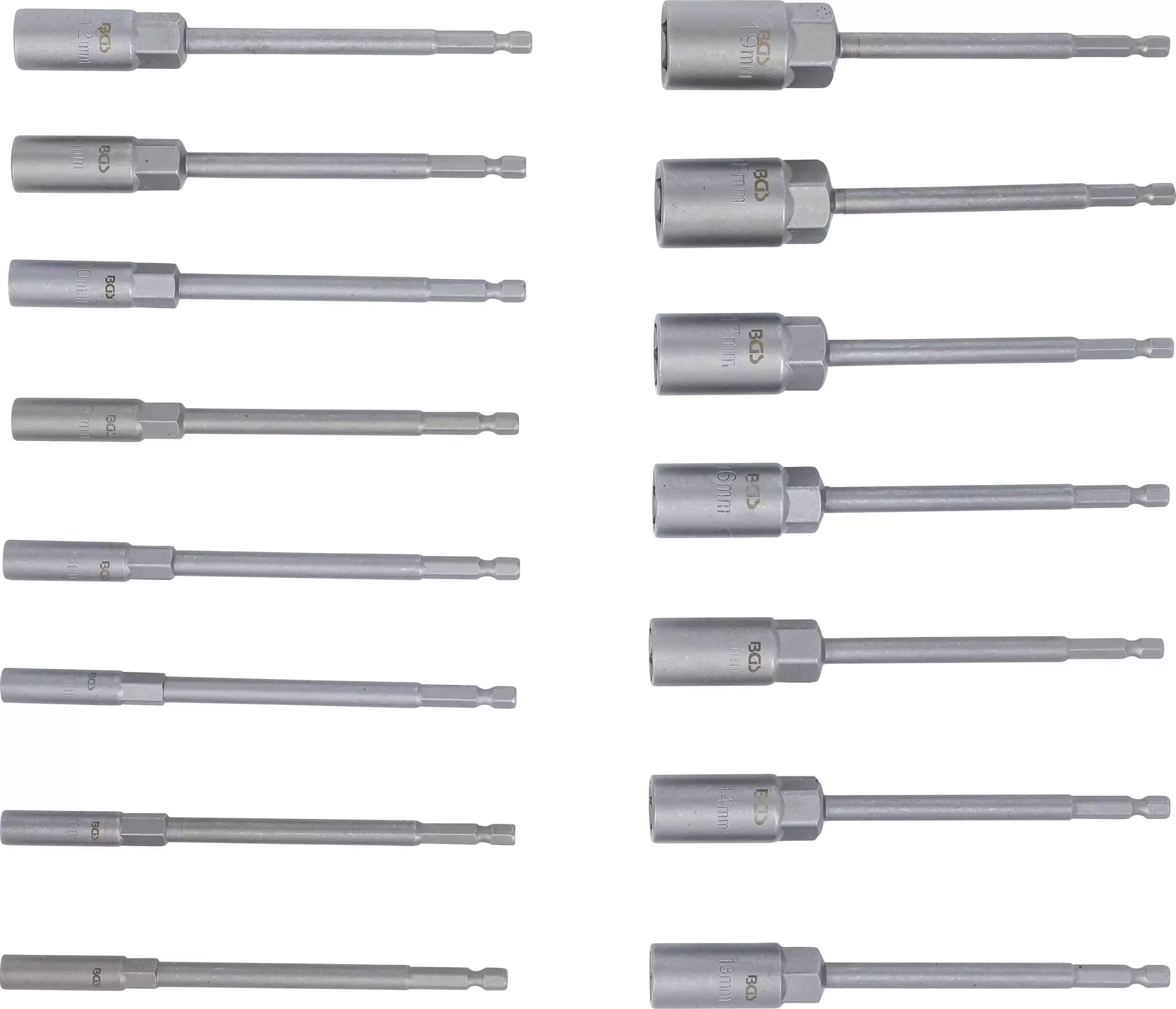 Jeu de douilles à choc, six pans | extra longues | 6,3 mm (1/4") | pour perceuses | 5,5 - 19 mm | 15 pièces – Image 5