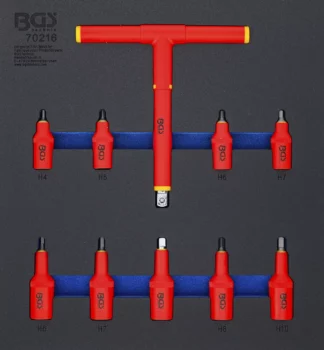 Insert de servante d’atelier 2/3 : Jeu de douilles à embouts VDE | 10 mm (3/8") / 12,5 mm (1/2") | 4 - 10 mm | 10 pièces