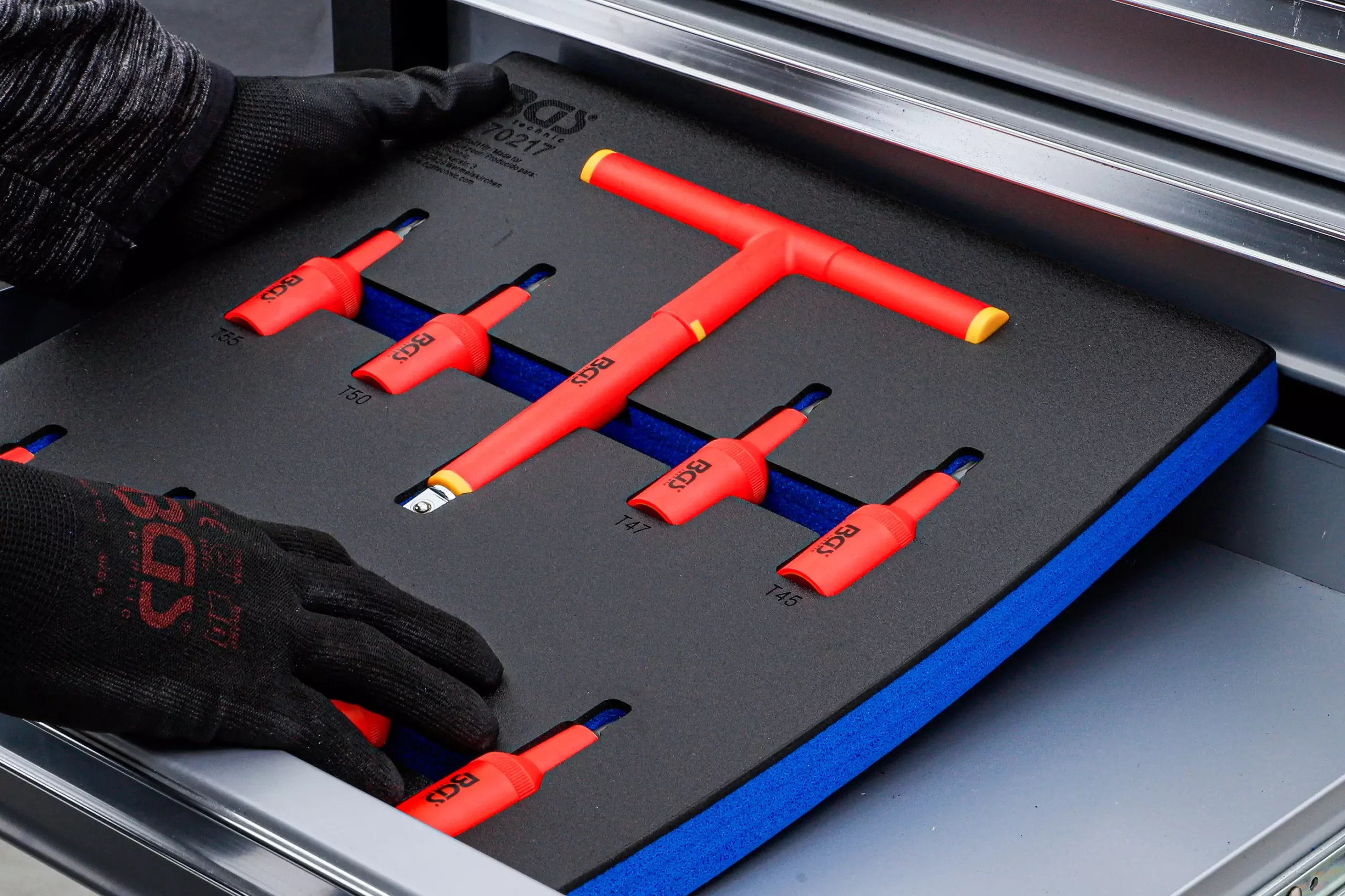 Insert de servante d’atelier 2/3 : Jeu de douilles à embouts VDE | 12,5 mm (1/2") | profil T (pour Torx) T20 - T55 | 10 pièces – Image 2