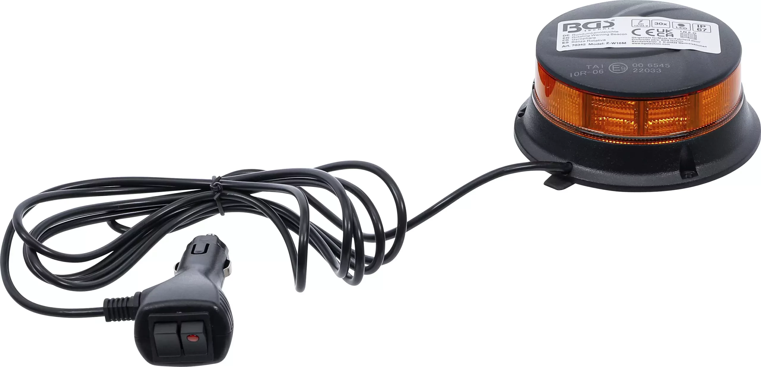 Lampe de signalisation panoramique | jaune | avec aimant | 12 V / 24 V | Ø 130 mm