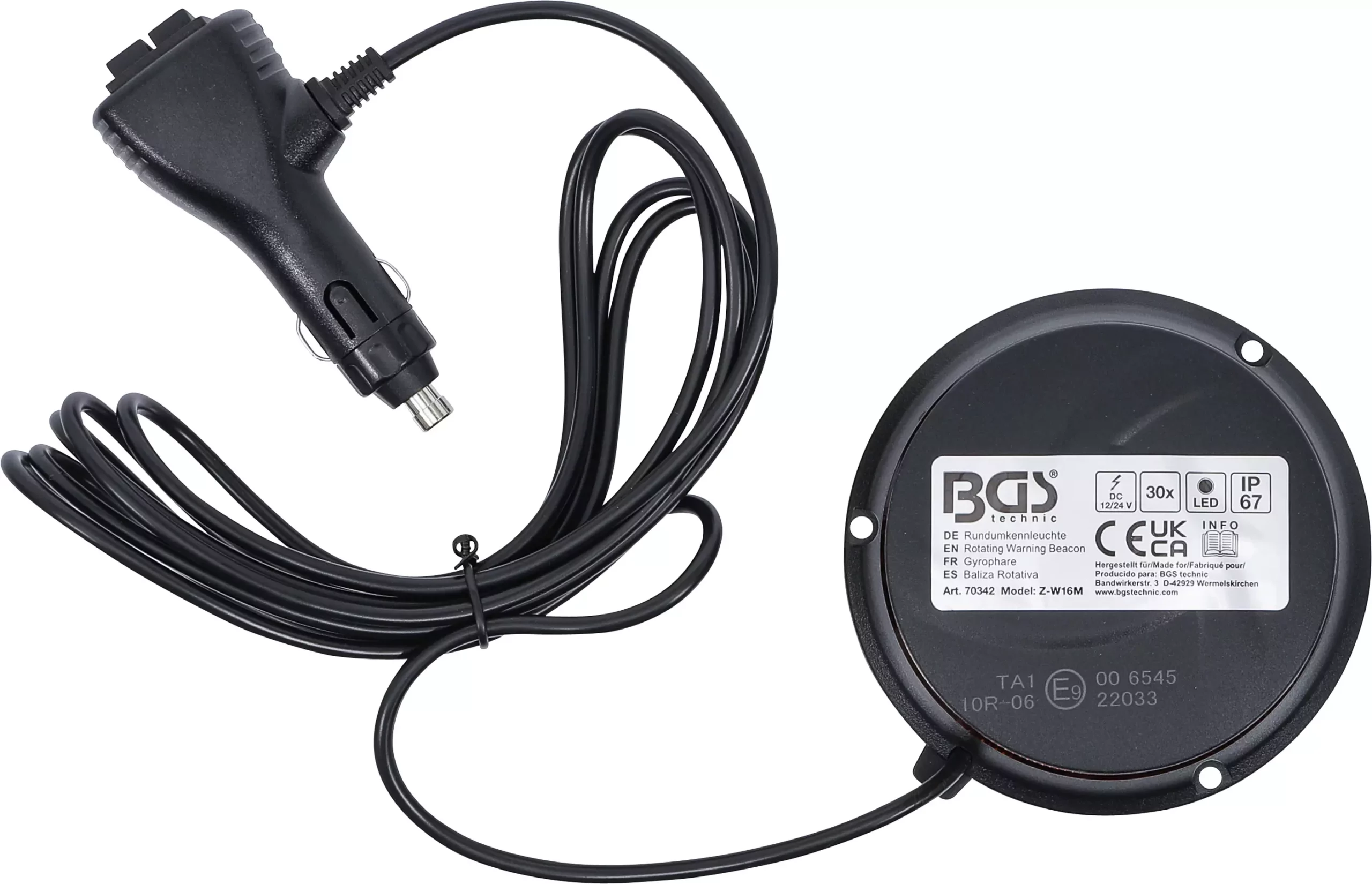 Lampe de signalisation panoramique | jaune | avec aimant | 12 V / 24 V | Ø 130 mm – Image 3