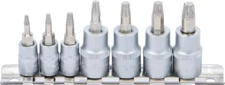 Jeu d'extracteurs de vis | 6,3 mm (1/4") / 10 mm (3/8") | pour profil T (pour Torx) défectueux | T10 - T40 | 7 pièces
