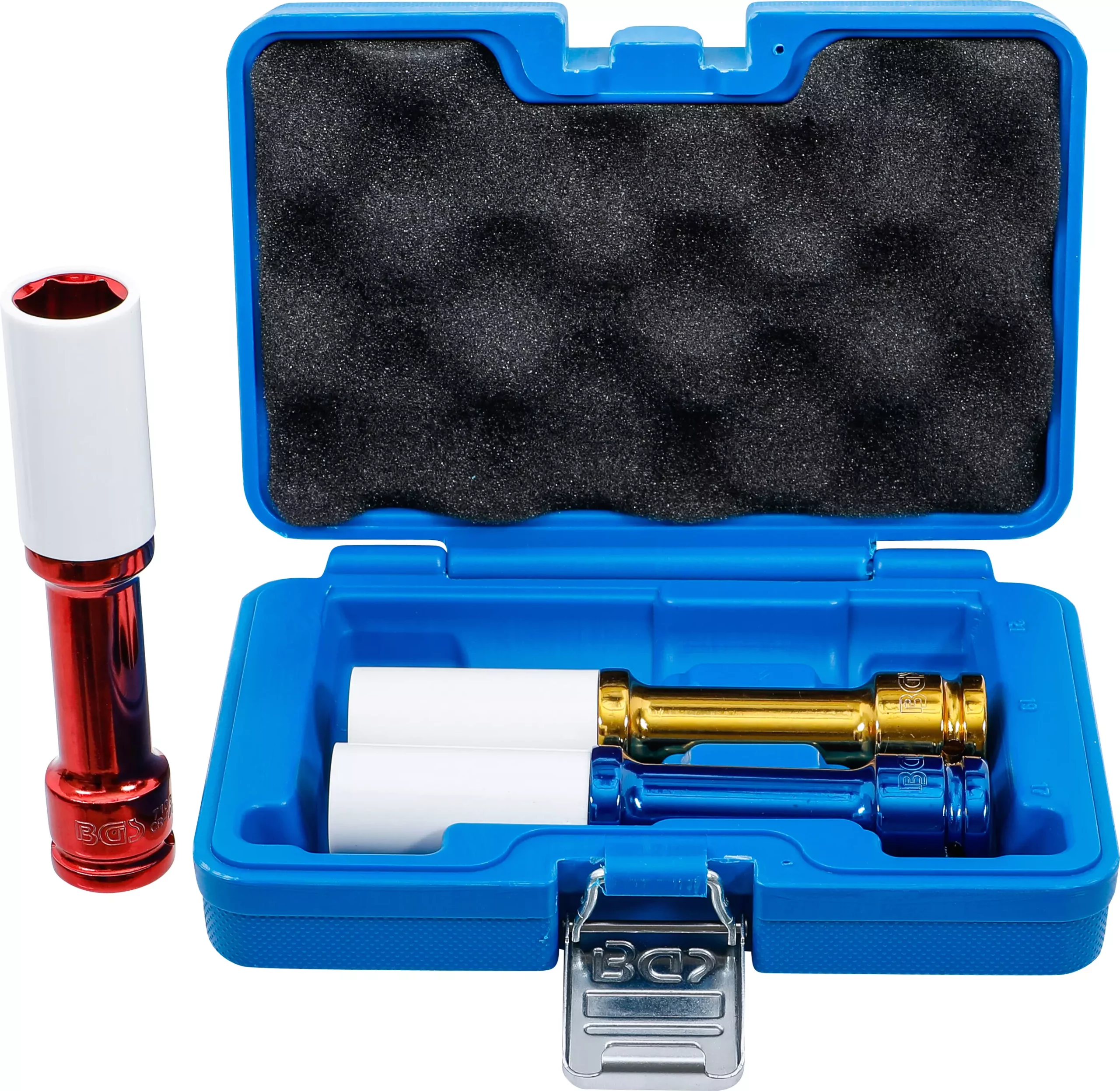 Jeu de douilles de puissance avec protection | 12,5 mm (1/2") | longueur 150 mm | 17 / 19 / 21 mm | 3 pièces