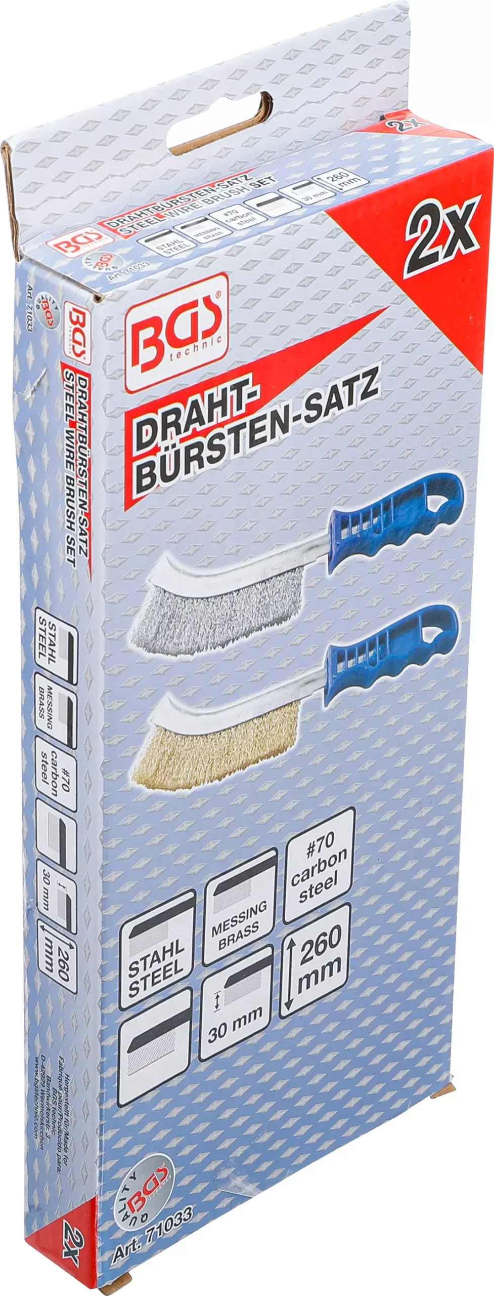 Jeu de brosses à fils | Fil en acier et laiton | 260 mm | 2 pièces – Image 4