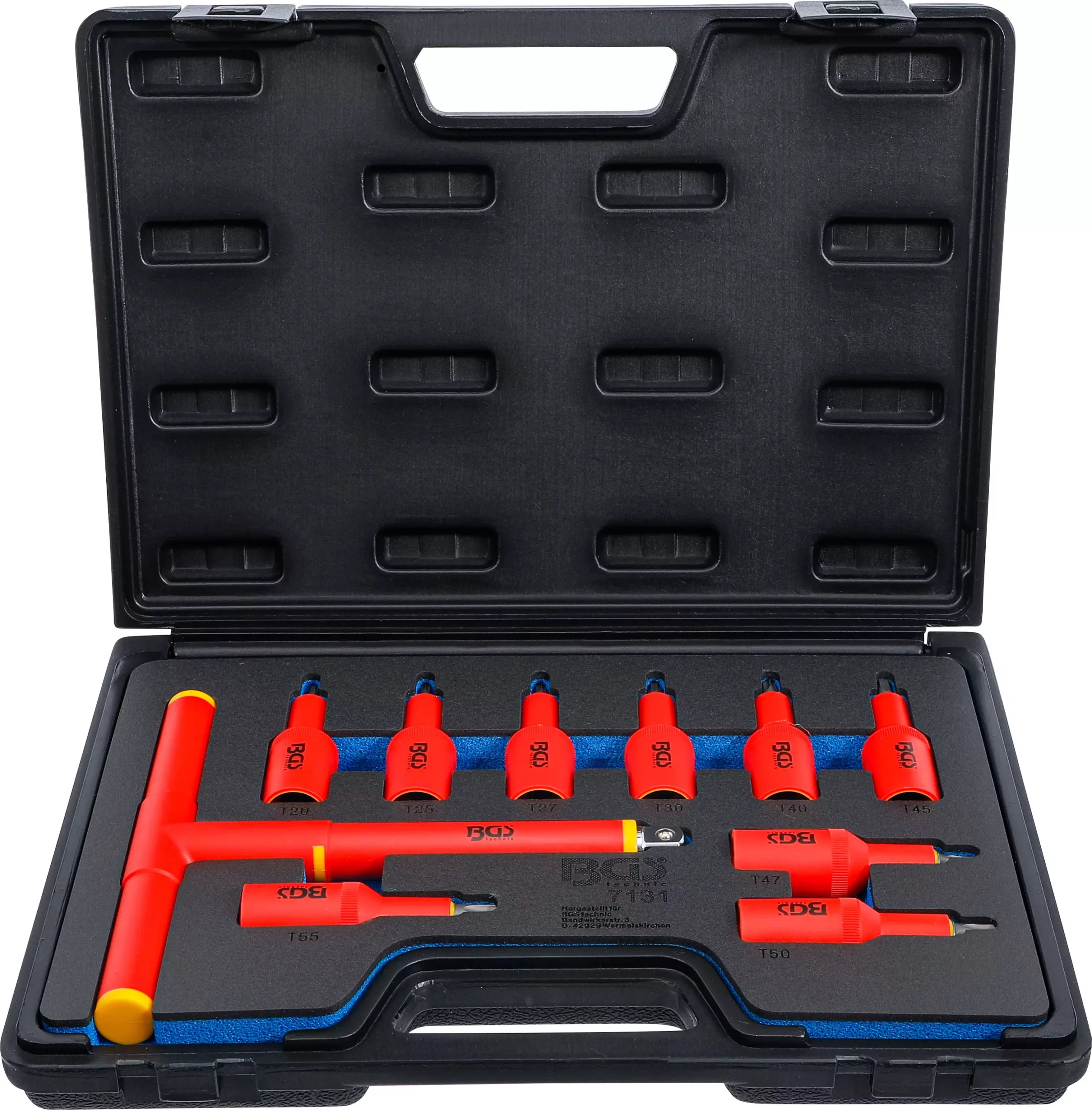 Jeu de douilles à embouts VDE | Empreinte carré femelle 12,5 mm (1/2") | Profil T (pour Torx) T20 - T55 | 10 pièces