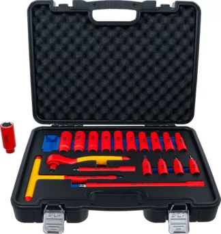 Jeu de douilles à embouts et de douilles conformes VDE | transmission par carré femelle 10 mm (3/8") | 19 pièces