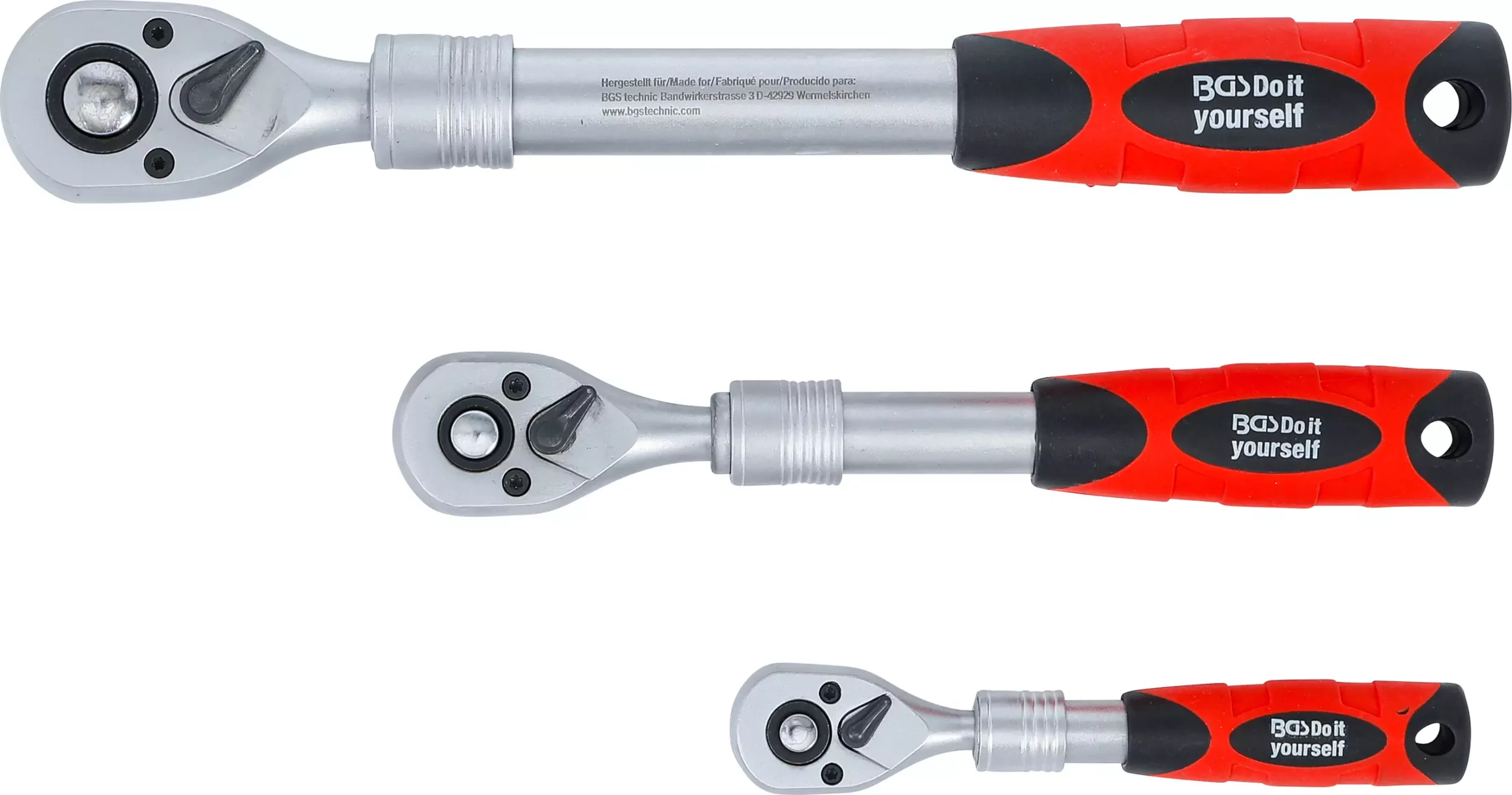 Jeu de cliquets | extensible | 6,3 mm (1/4") - 10 mm (3/8") - 12,5 mm (1/2") | 3 pièces – Image 3