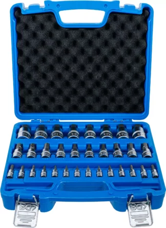 Jeu de douilles à embouts | 6,3 mm (1/4") / 10 mm (3/8") / 12,5 mm (1/2") | Six pans femelle 2 - 19 mm / 1/4 - 9/16" | métriques et pouces | 32 pièces