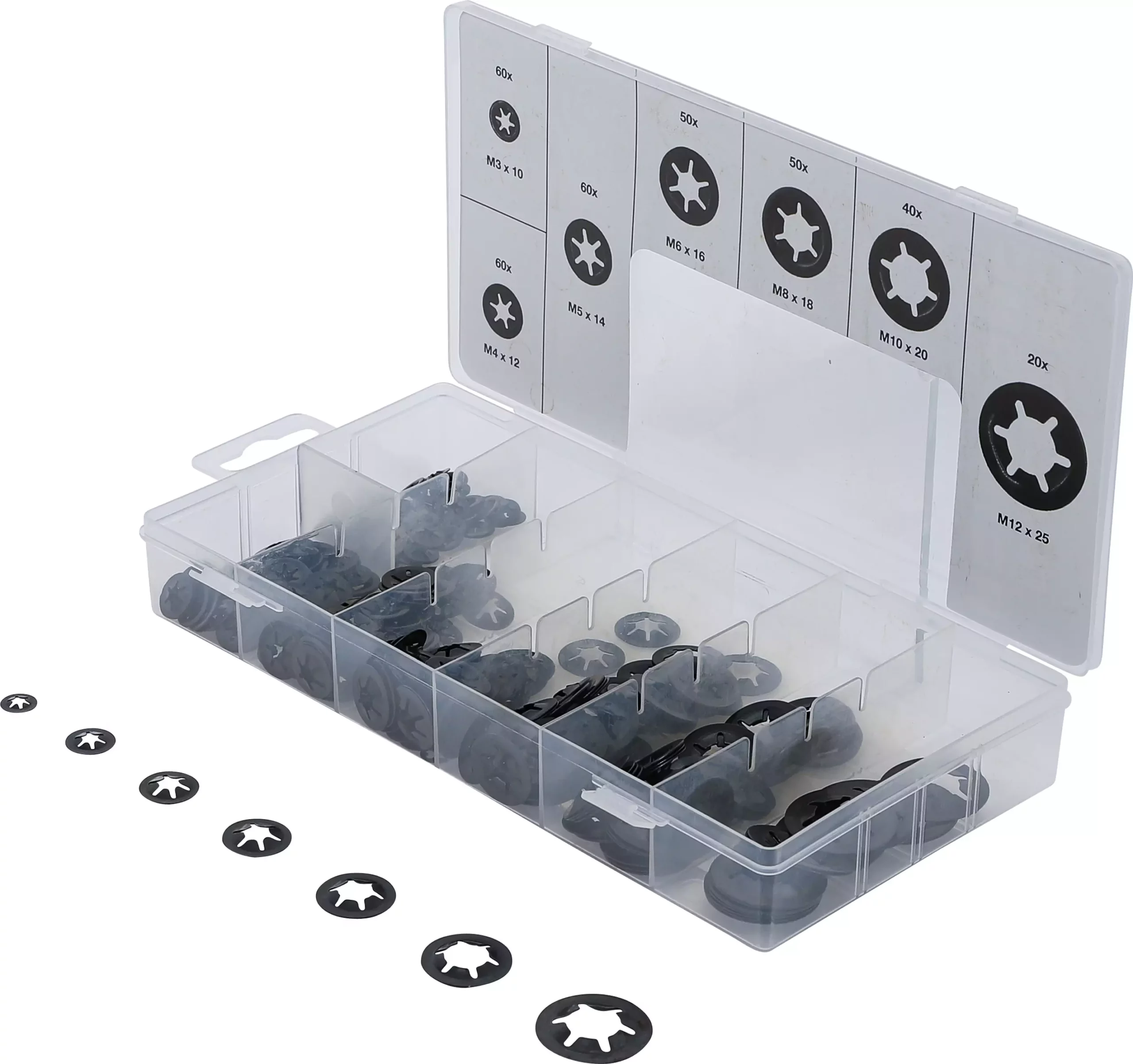 Assortiment de goujons de verrouillage / rondelles de serrage | M3 - M12 | 340 pièces