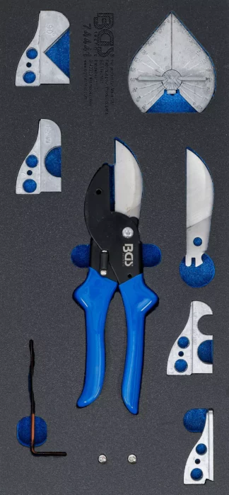 Insert de servante d’atelier 1/3 : jeu de ciseaux multifonctions / à onglet | pour tuyaux en matière plastique | 8 pièces