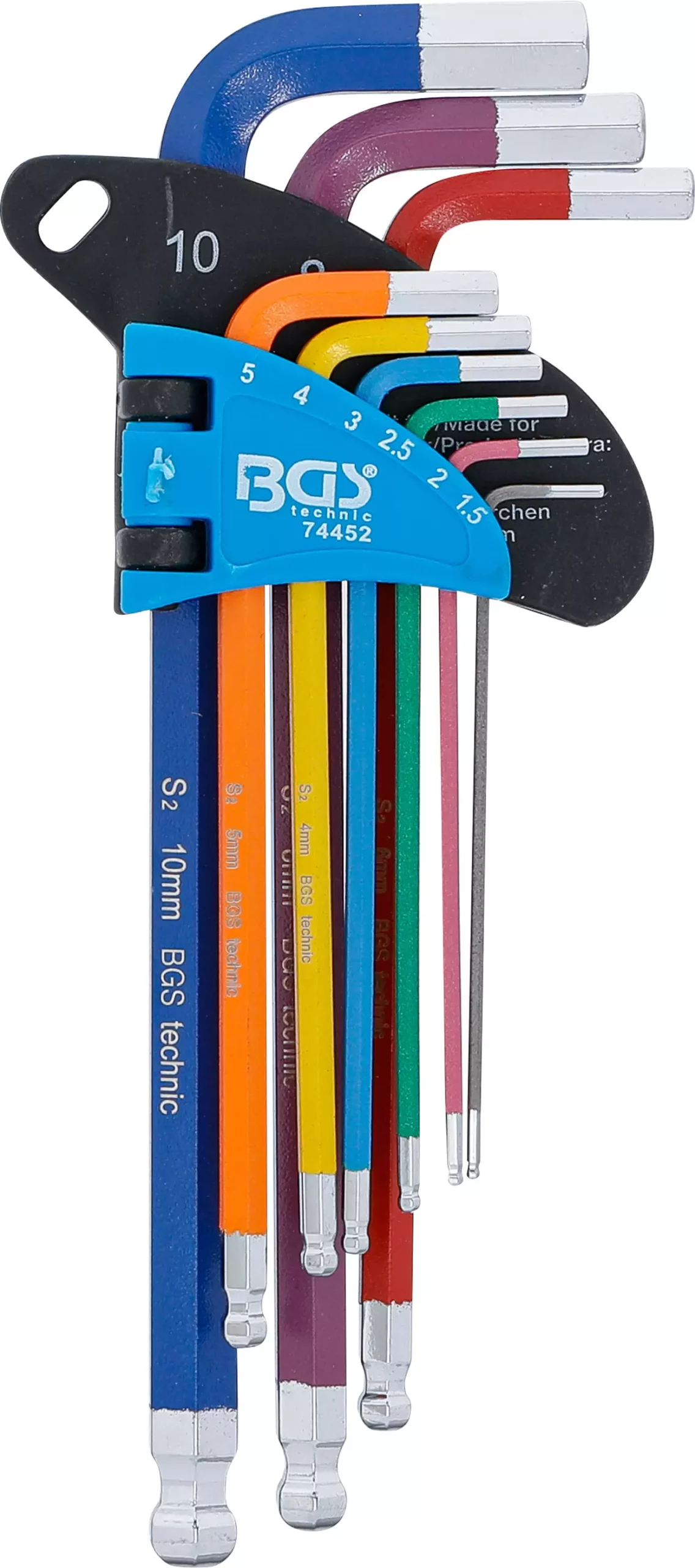 Jeu de clés allen | multicolore | six pans femelle, six pans femelle à tête sphérique 1,5 - 10 mm | 9 pièces – Image 3