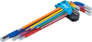 Jeu de clés allen | multicolore | extra longues | six pans femelle 1,5 - 10 mm | 9 pièces