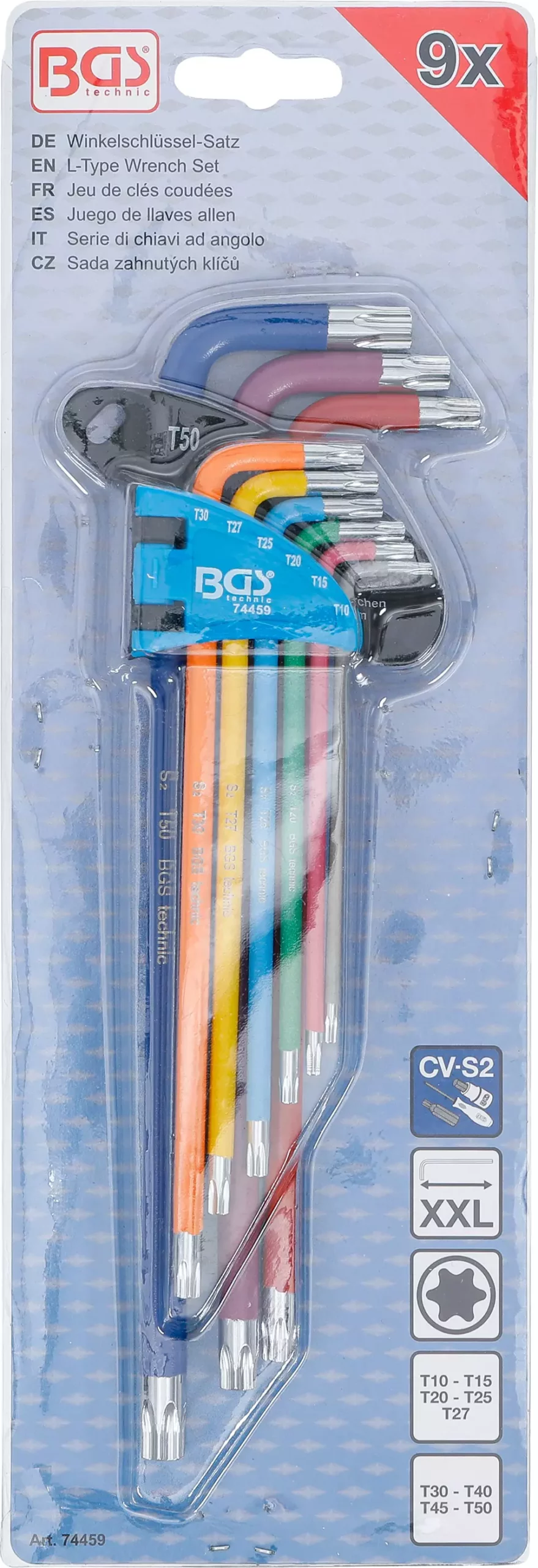 Jeu de clés allen | multicolore | extra longues | profil T (pour Torx) T10 - T50 | 9 pièces – Image 4