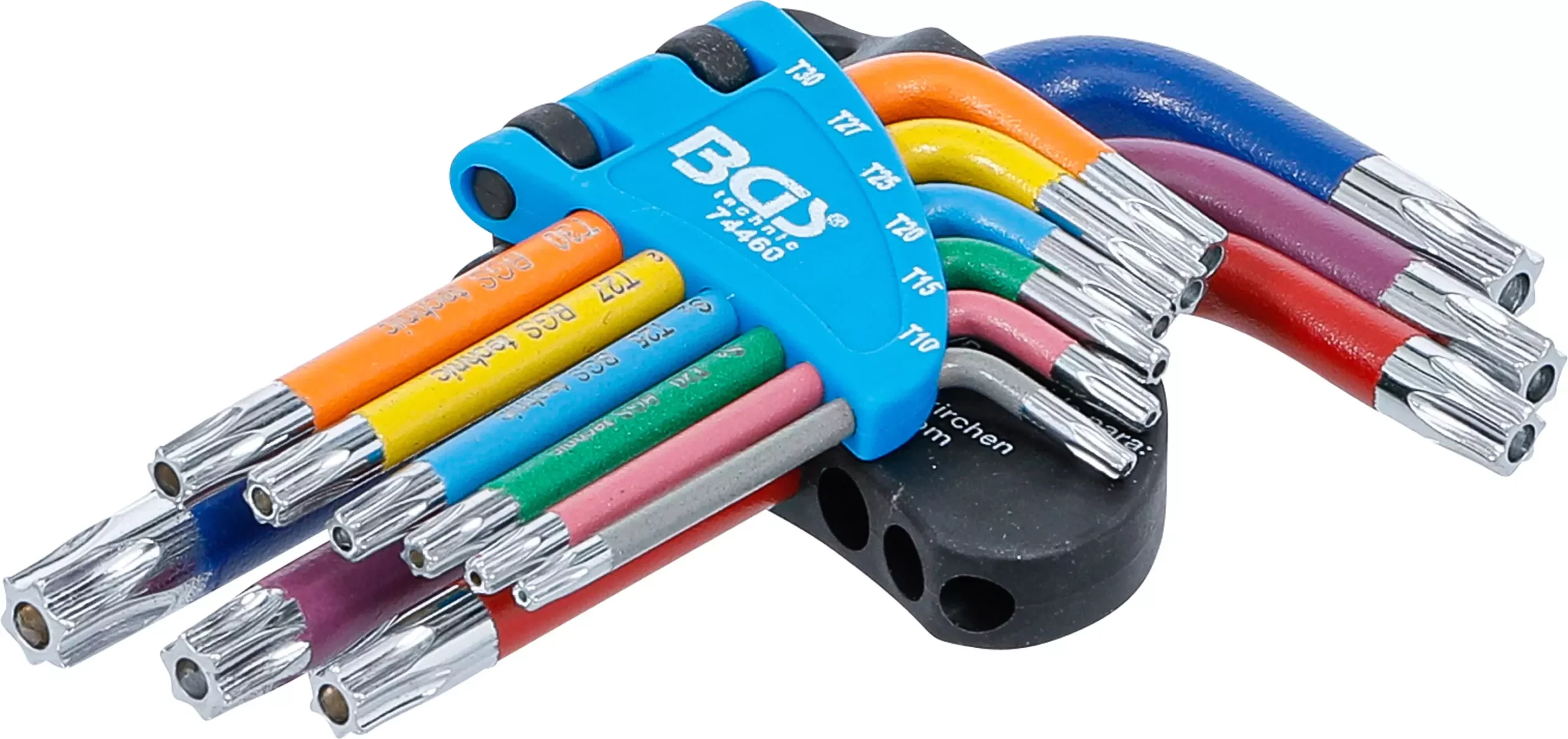Jeu de clés allen | multicolore | courtes | profil T (pour Torx) avec perçage T10 - T50 | 9 pièces