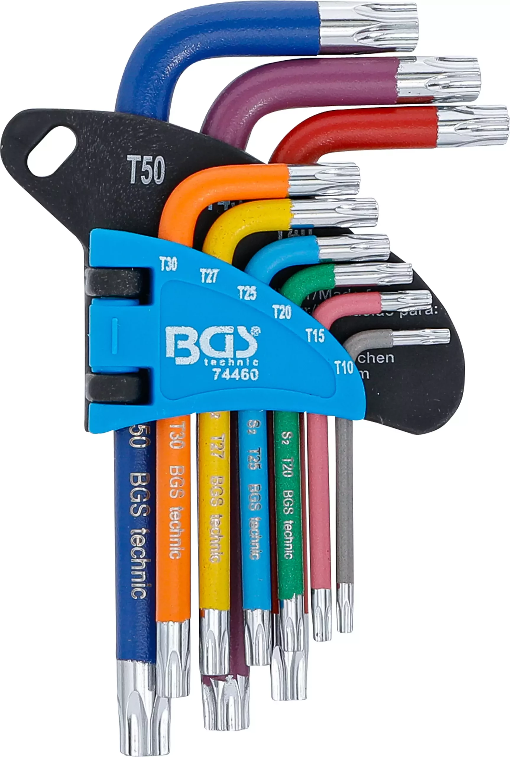 Jeu de clés allen | multicolore | courtes | profil T (pour Torx) avec perçage T10 - T50 | 9 pièces – Image 2