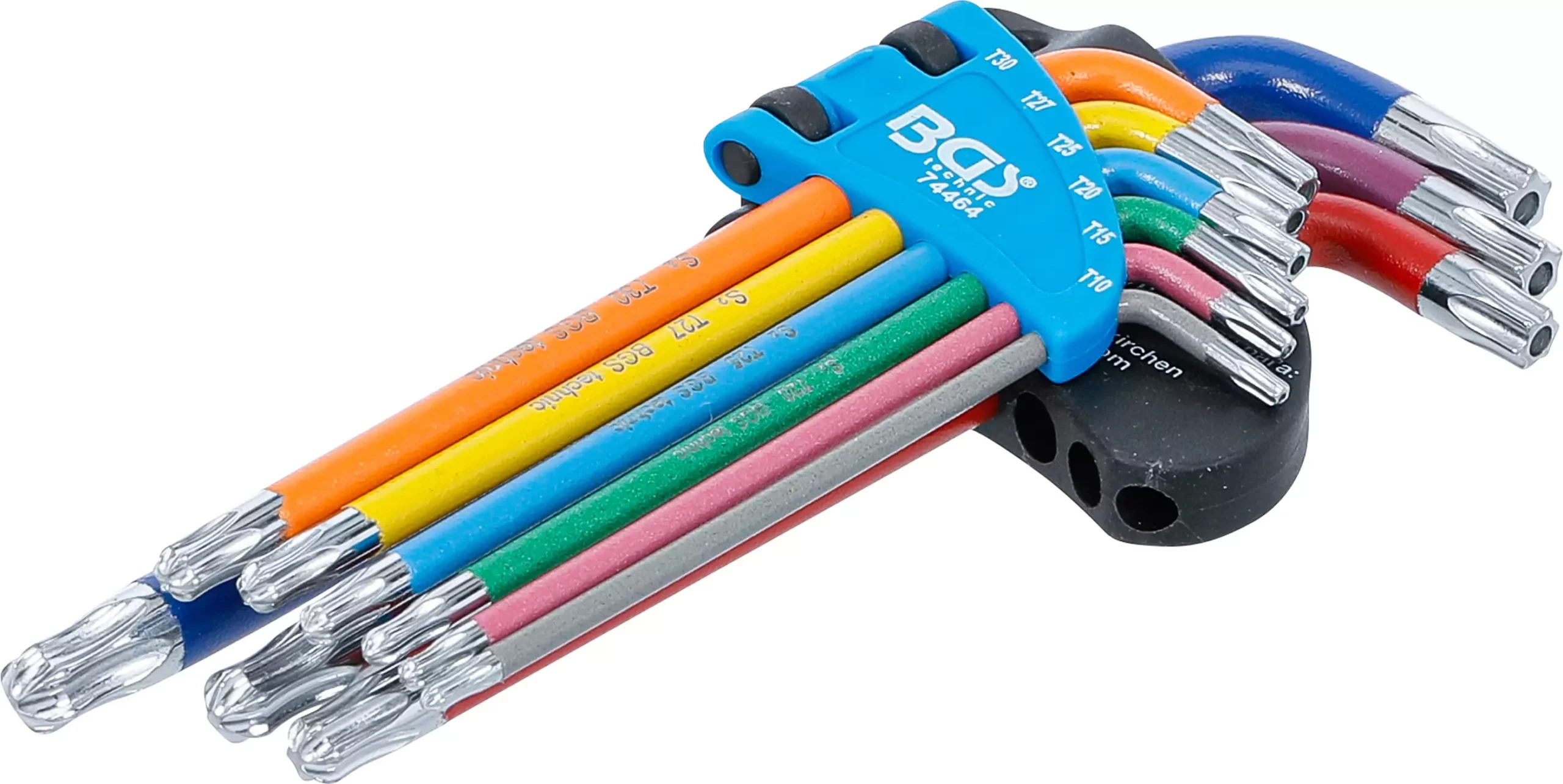 Jeu de clés allen | multicolore | Profil T (pour Torx) avec perçage et tête sphérique T10 - T50 | 9 pièces