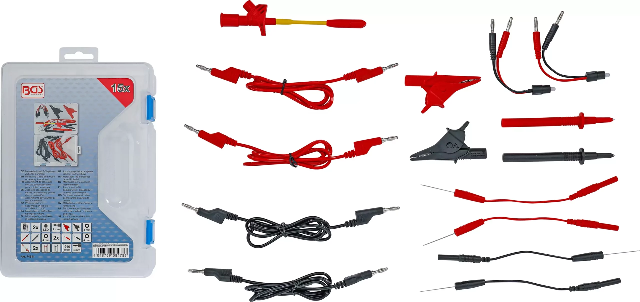 Assortiment de câbles de mesure et d’accessoires pour pointes de sondes | pour multimètre | 15 pièces – Image 4