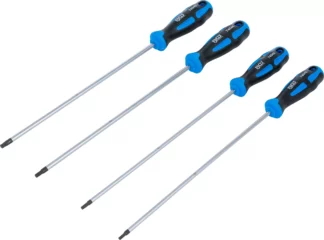 Jeu de tournevis | extra longues | Profil T (pour Torx) T15 - T30 | 4 pièces