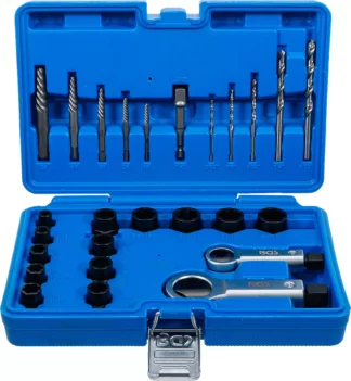 Douille à profil spiralé / jeu d'extracteur de vis et de casse-écrous | 26 pcs.