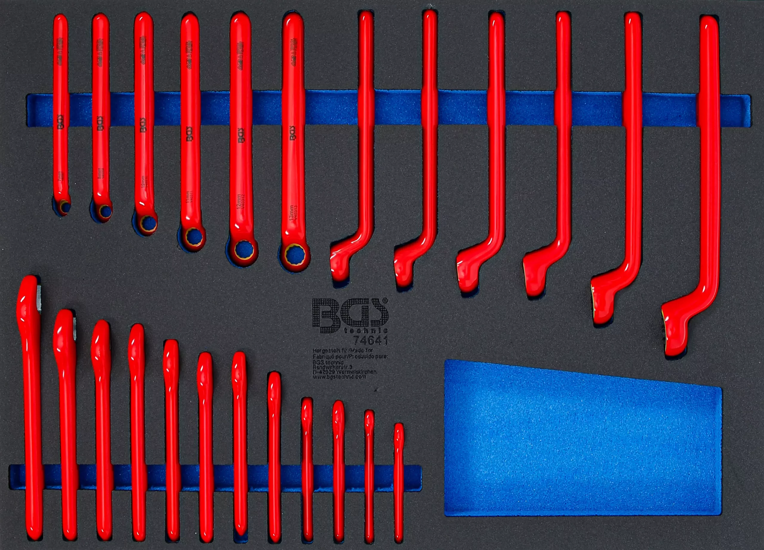 Insert de servante d’atelier 3/3 : Jeu de clés polygonales VDE et de clés à fourche VDE | 24 pcs.