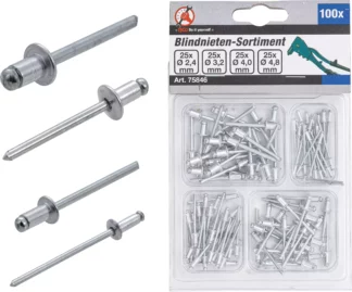 Assortiment de rivets pop | Ø 2,4 - 4,8 mm | 100 pièces