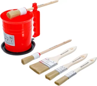 Jeu de pinceaux plats / annulaires | avec pot de peinture | 6 pcs.