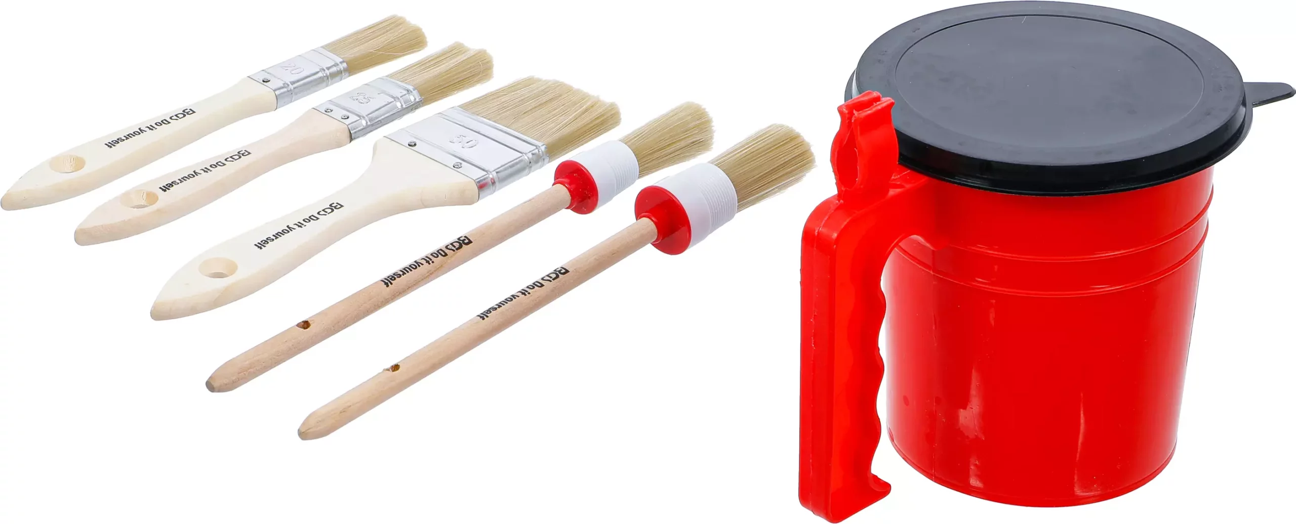 Jeu de pinceaux plats / annulaires | avec pot de peinture | 6 pcs. – Image 2