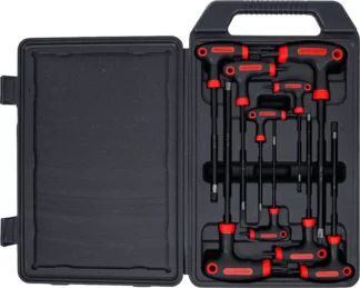 Tournevis avec poignée en T | Profil en T (pour Torx) avec perçage frontal | T10 - T50 | 9 pièces