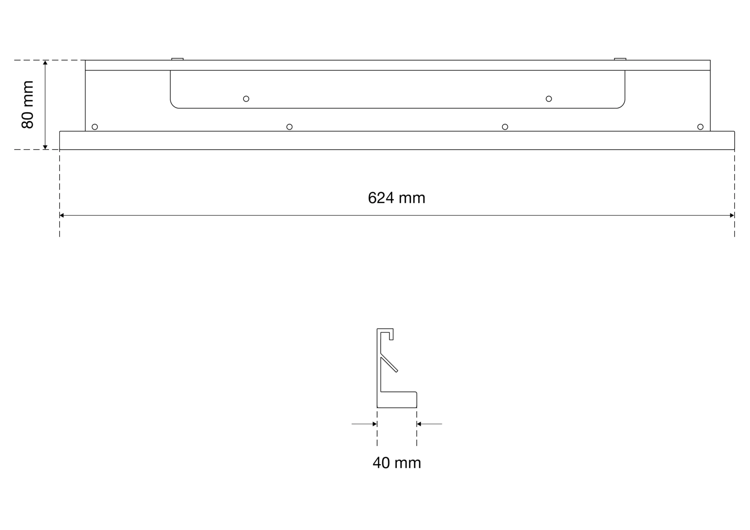 Couvercle de protection pour éclairage | pour éléments LED | élément de coin | 624 mm – Image 2