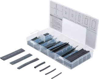 Assortiment de gaines thermo-rétractables | noires | 127 pièces