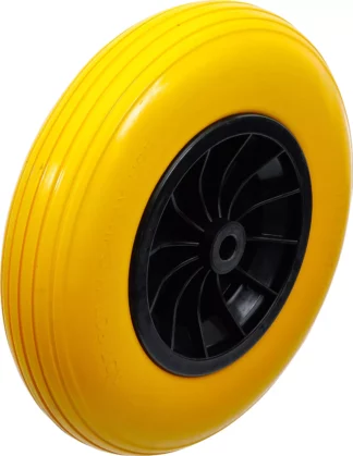 Roue de brouette | PU, jaune/noir | 400 mm
