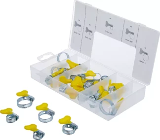 Assortiment de colliers avec écrou papillon | 26 pièces