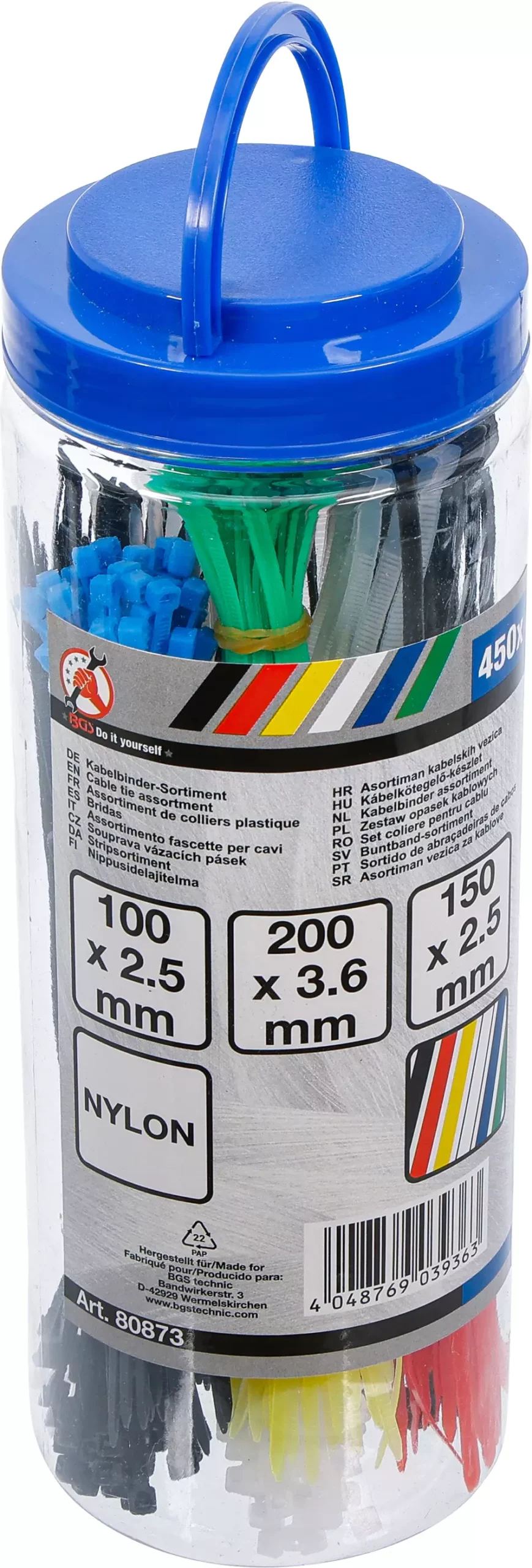 Assortiment de colliers plastique | multicolore | 100 - 150 - 200 mm | 450 pièces – Image 3