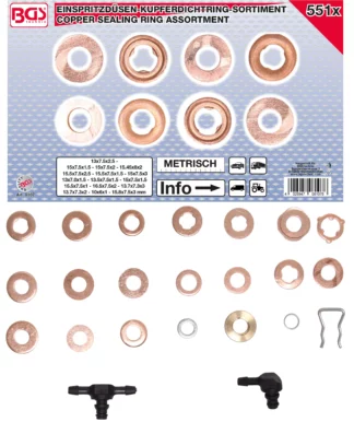 Assortiment de joints en cuivre pour injecteur | 551 pièces