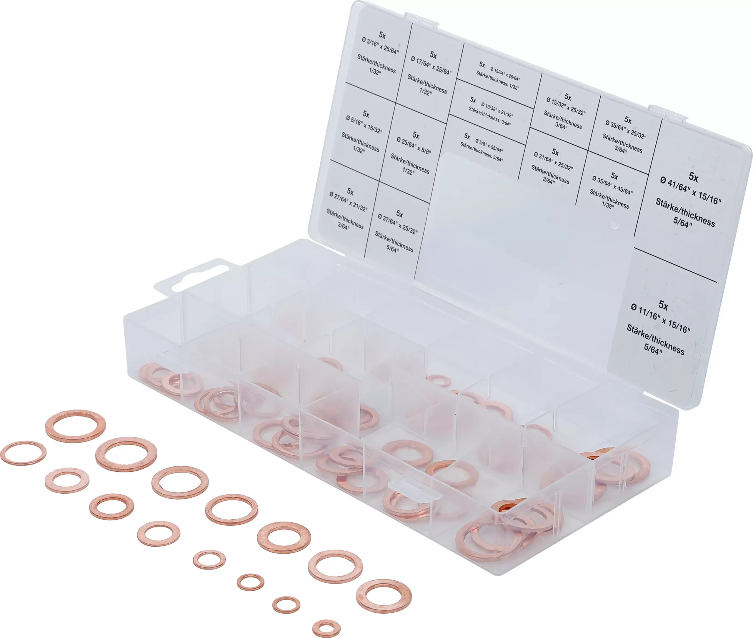 Assortiment de joints d’étanchéité | cuivre | en pouces | pour bouchons de vidange | 75 pièces