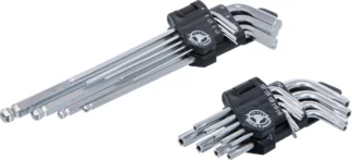 Jeu de clés allen | longues | profil T (pour Torx) T10 – T50 / six pans femelle 1,5 - 10 mm | 18 pièces