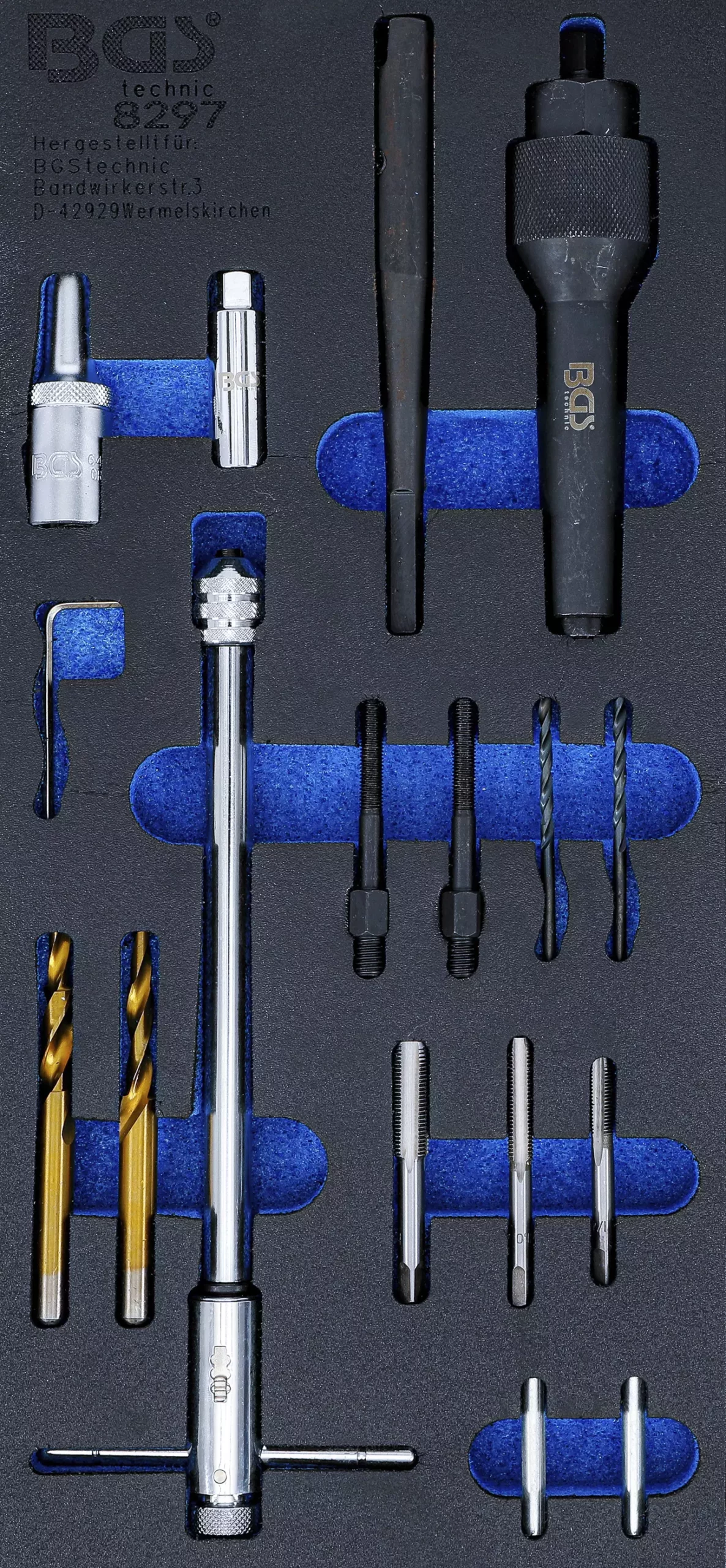 Insert de servante d'atelier 1/3 : Kit de réparation de filets et de démontage de bougies de préchauffe | M8 & M10 | 17 pièces