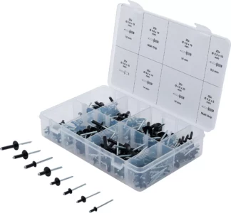 Assortiment de rivets pop | aluminium | 3,2 - 4,8 mm | 200 pièces