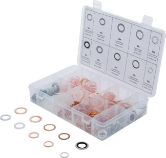 Assortiment de joints d’étanchéité | cuivre, aluminium, nylon | 250 pièces