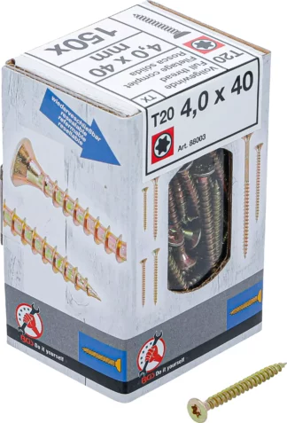 Vis multifonctions | profil en T (pour Torx) T20 | 4,0 x 40 mm | 150 pièces
