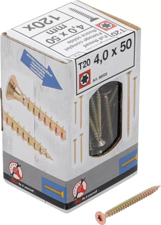 Vis multifonctions | profil en T (pour Torx) T20 | 4,0 x 50 mm | 120 pièces