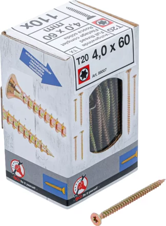 Vis multifonctions | profil en T (pour Torx) T20 | 4,0 x 60 mm | 110 pièces