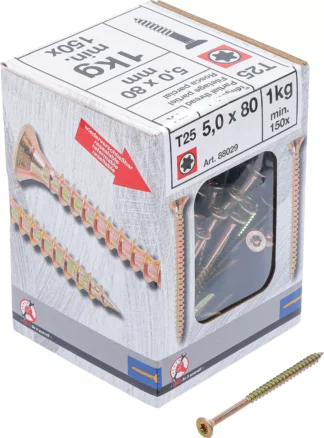 Vis multifonctions | profil en T (pour Torx) T25 | 5,0 x 80 mm  | 1 kg / 150 pièces