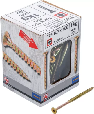 Vis multifonctions | profil en T (pour Torx) T25 | 6,0 x 100 mm  | 1 kg / 80 pièces