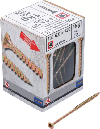 Vis multifonctions | profil en T (pour Torx) T30 | 6,0 x 120 mm  | 1 kg / 70 pièces