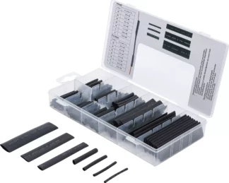 Assortiment de gaines thermorétractables | noir | 126 pièces
