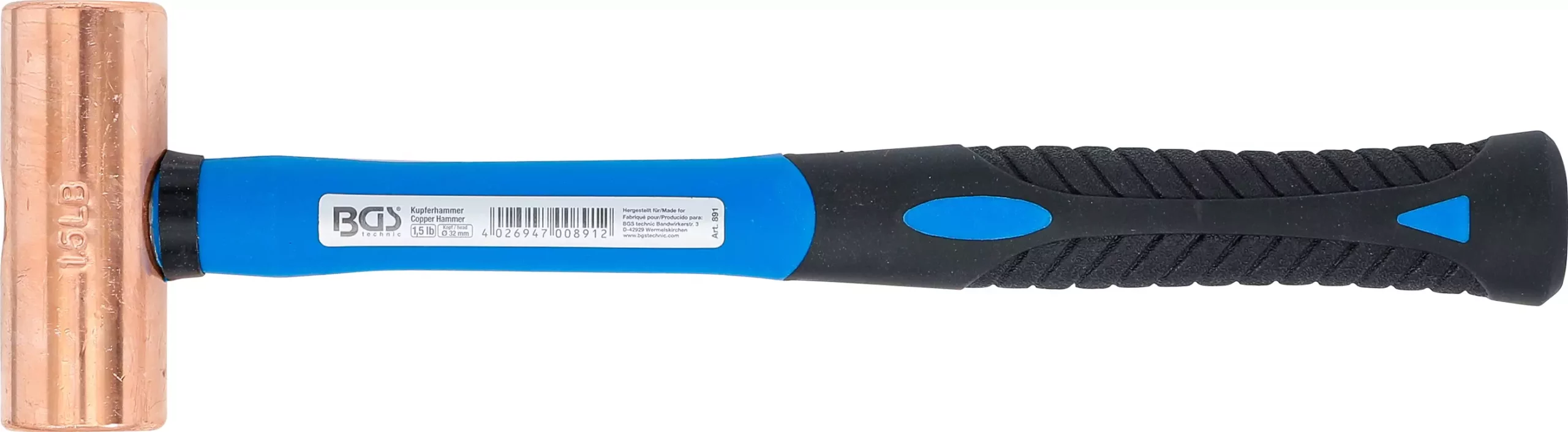 Marteau en cuivre | manche en fibres de verre | Ø 32 mm | tête 680 g (1.5 lb) – Image 5