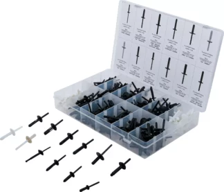 Assortiment de rivets plastiques | pour GM, BMW, Chrysler, VW, Ford | 235 pièces