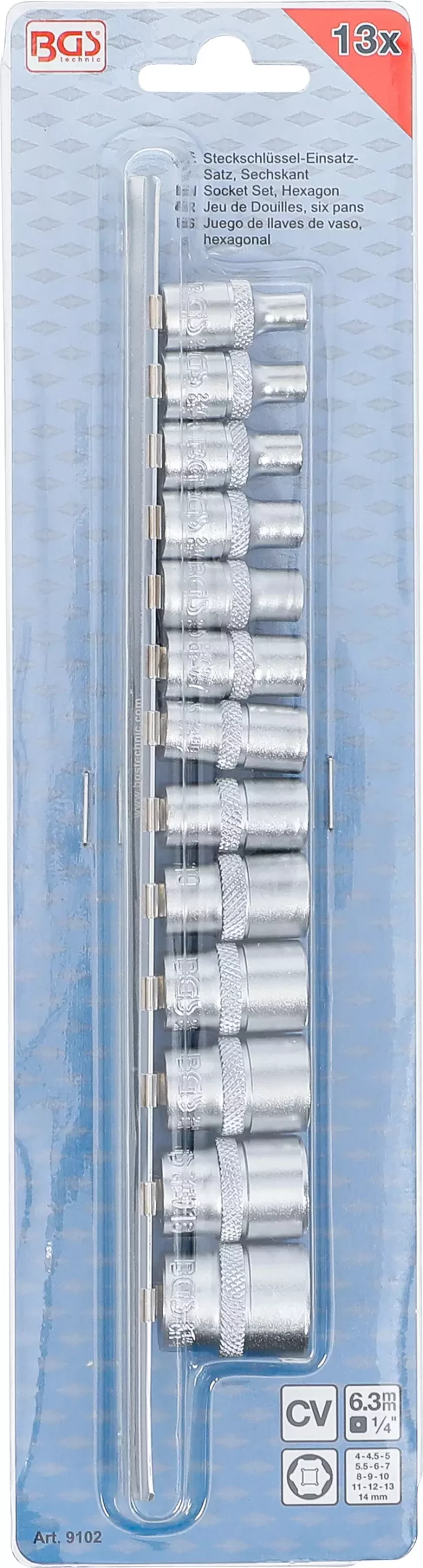 Jeu de Douilles, six pans | 6,3 mm (1/4") | 4 - 14 mm | 13 pièces – Image 4