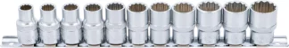 Jeu de Douilles, douze pans | 12,5 mm (1/2") | 10 - 21 mm | 11 pièces